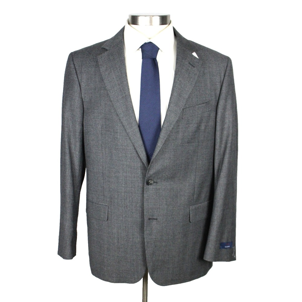 Brooks Brothers 1818 Classic Suit 42 R 36W Mens Grey Houndstooth Wool 2 Piece